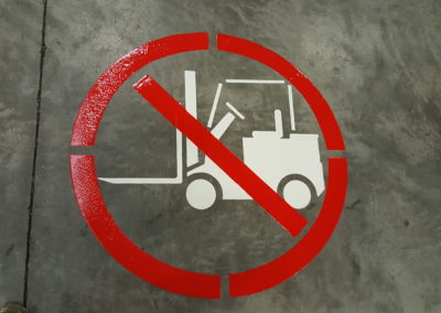 Red No Forklifts stencil