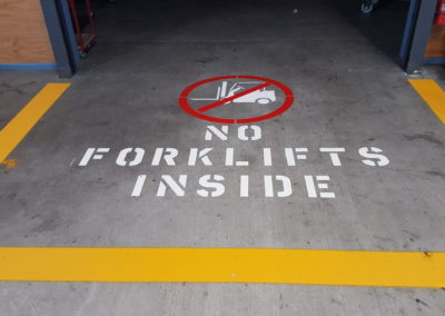 No Forklifts warning stencil
