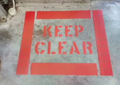 Red Keep Clear stencil