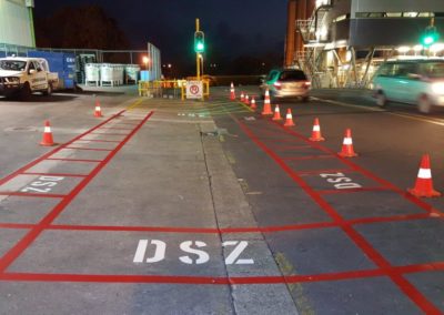Truck unloading space with Driver Safe Zone (DSZ)
